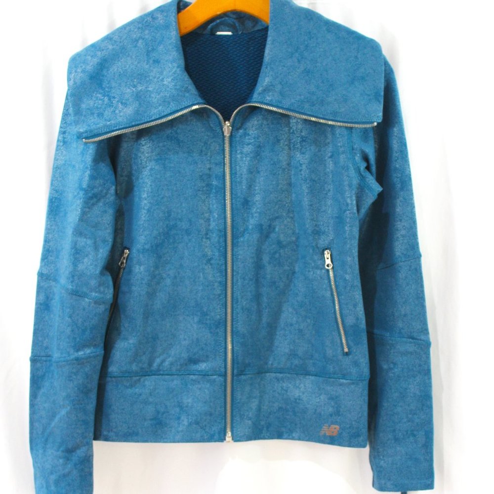New Balance Womens Blue Shimmery Zip Up Jacket No Size S?